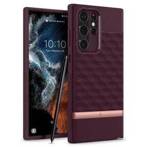 Противоударен Калъф за Samsung S22 Ultra, Spigen Caseology Parallax, Бордо