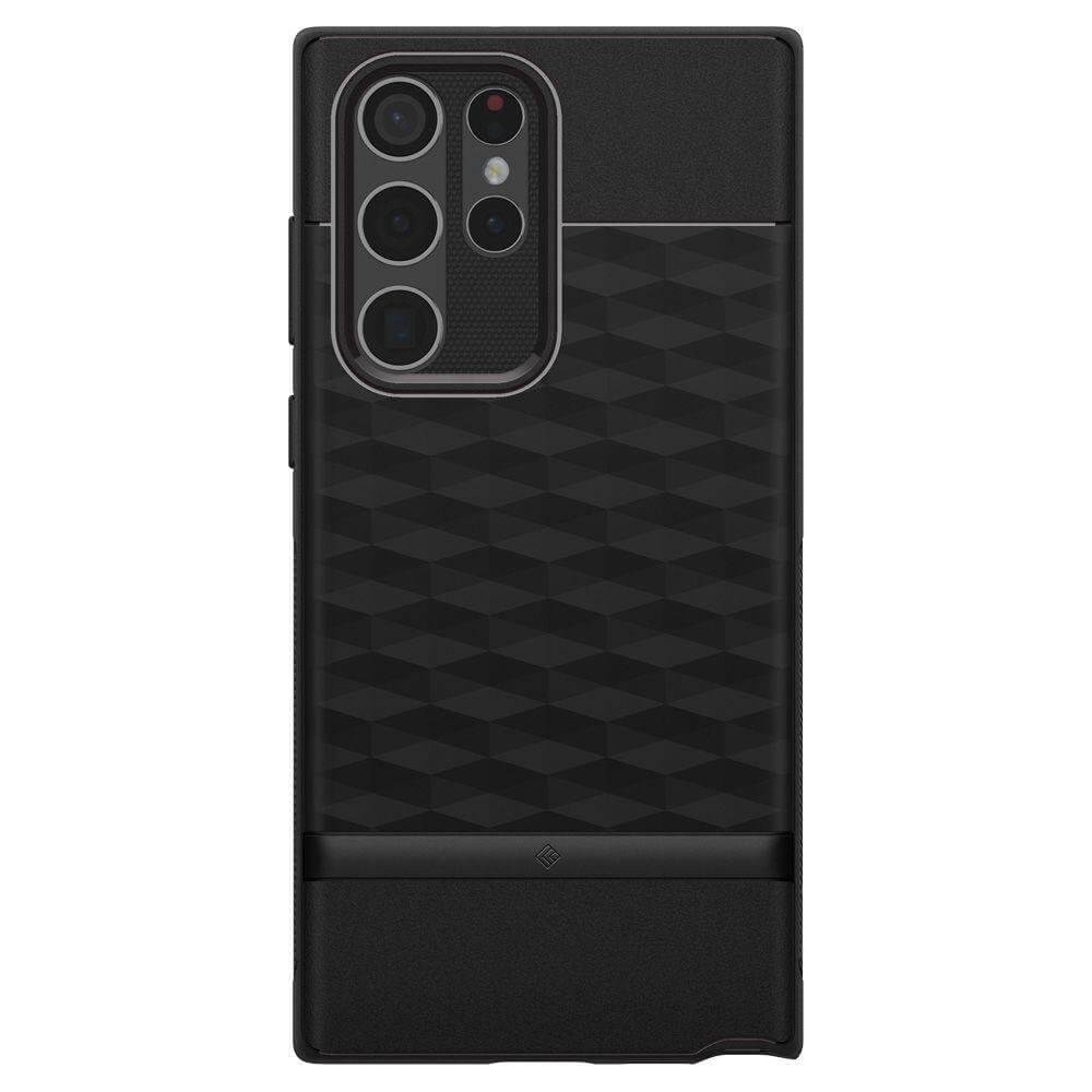 Противоударен Калъф за Samsung S22 Ultra, Spigen Caseology Parallax, Черен (2)