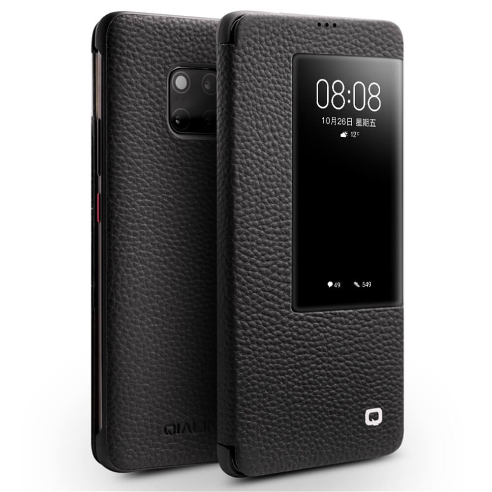 Активен Калъф за Huawei Mate 20 Pro, Qialino Smart Book Case, Черен