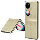Кожен Калъф за Huawei P50 Pocket, GKK Luxury Case, Златист