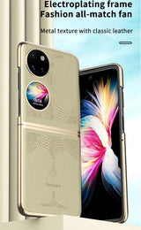 Кожен Калъф за Huawei P50 Pocket, GKK Luxury Case, Златист (7)