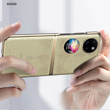 Кожен Калъф за Huawei P50 Pocket, GKK Luxury Case, Златист (3)