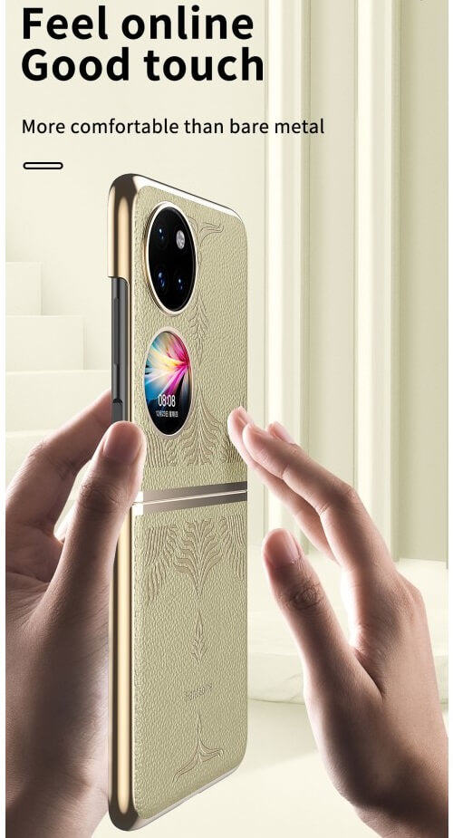 Кожен Калъф за Huawei P50 Pocket, GKK Luxury Case, Златист (6)