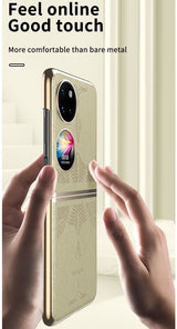 Кожен Калъф за Huawei P50 Pocket, GKK Luxury Case, Златист (6)