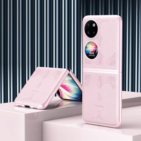 Кожен Калъф за Huawei P50 Pocket, GKK Luxury Case, Розов (2)