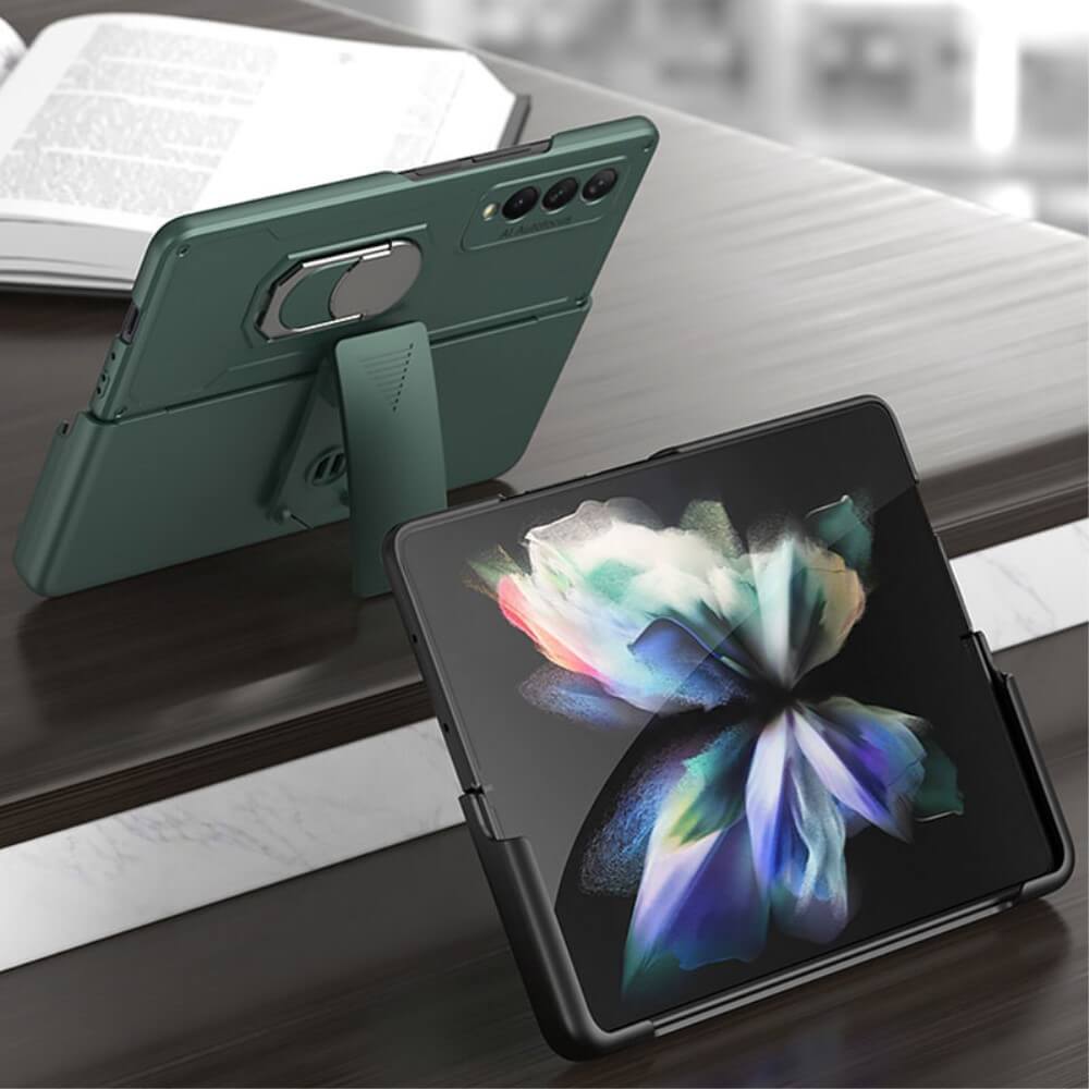 Калъф с Поставка за Колан за Samsung Z Fold 3, GKK KickStand Case, Черен (6)