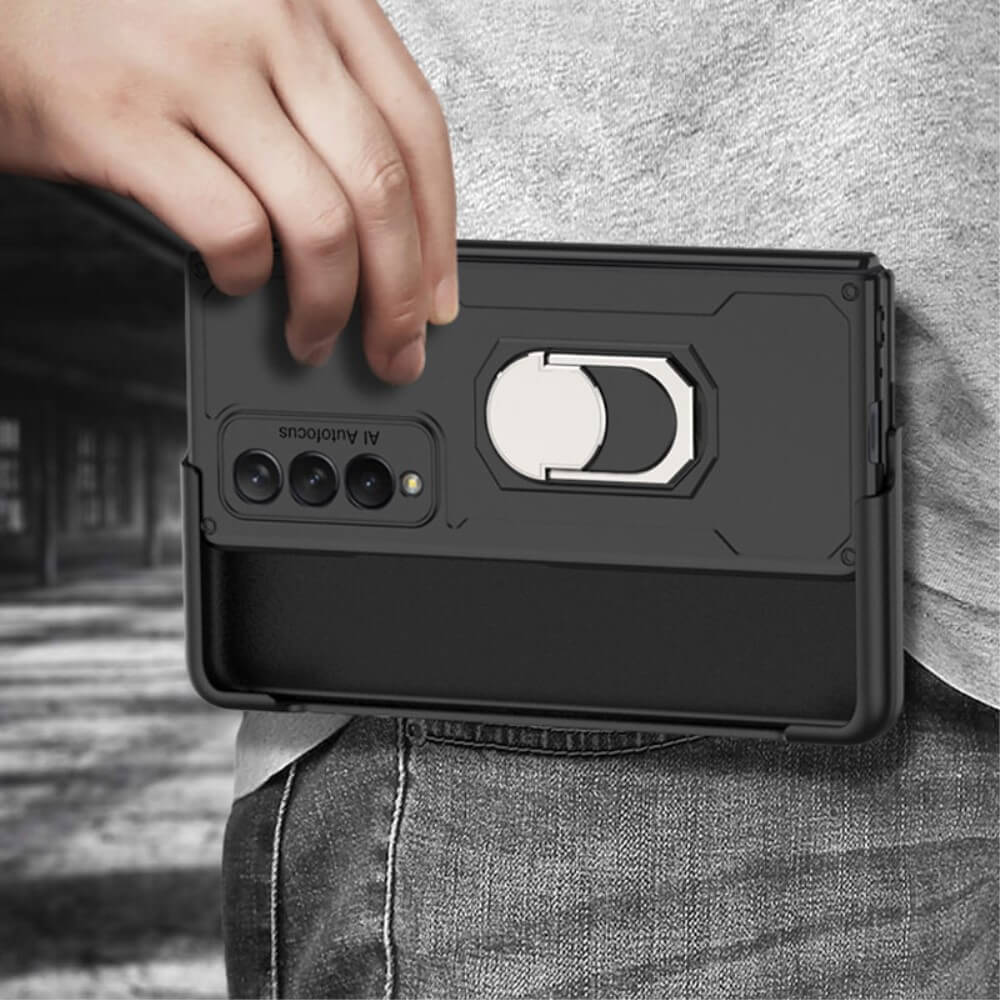Калъф с Поставка за Колан за Samsung Z Fold 3, GKK KickStand Case, Черен