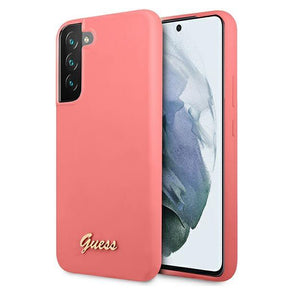 Луксозен Калъф за Samsung S22, Guess Silicone Case, Розов