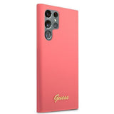Луксозен Калъф за Samsung S22 Ultra, Guess Silicone Case, Розов (4)