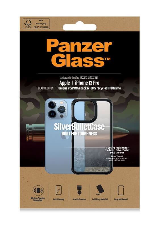 Противоударен Калъф за iPhone 13 Pro, Panzer SilverBullet Case, Черен (5)