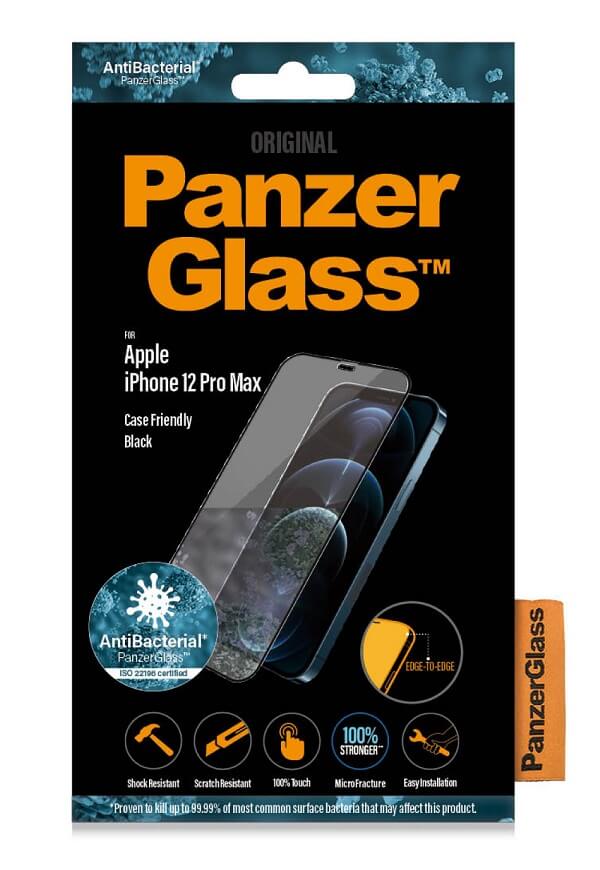 Стъклен Протектор за iPhone 12 Pro Max, PanzerGlass Antibacterial, Прозрачен