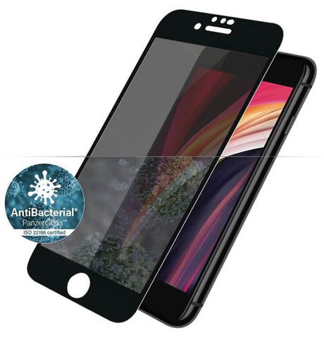 Стъклен Протектор за iPhone SE 2022/2020 8/7, PanzerGlass Antibacterial, Черен (2)