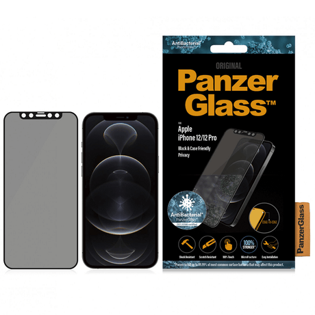 Privacy Протектор за iPhone 12 Pro / 12, PanzerGlass Anti-Spy, Черен (3)