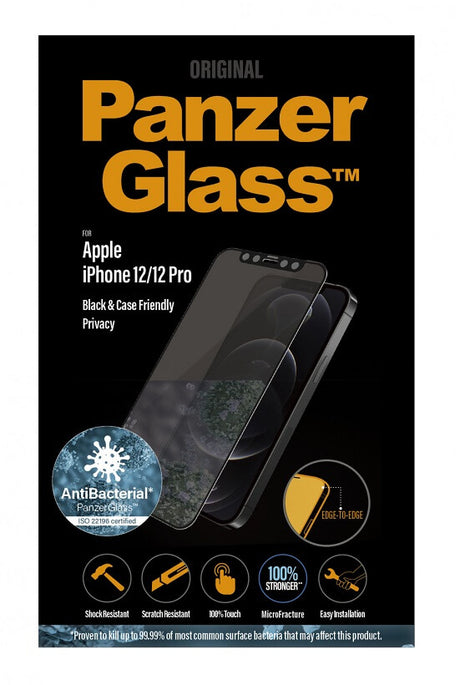 Privacy Протектор за iPhone 12 Pro / 12, PanzerGlass Anti-Spy, Черен