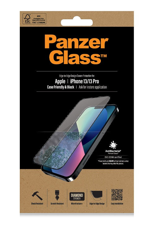 Стъклен Протектор за iPhone 13 Pro / 13, PanzerGlass Antibacterial, Прозрачен