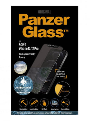 Privacy Протектор с Selfie Плъзгач за iPhone 12 Pro / 12, PanzerGlass Camslider, Черен