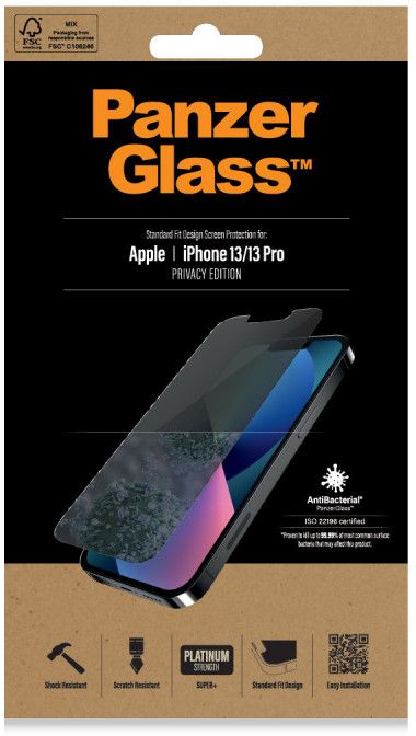 Privacy Протектор за iPhone 13 Pro / 13, PanzerGlass Anti-Spy, Черен