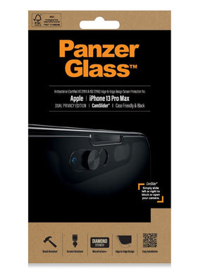Privacy Протектор с Selfie Плъзгач за iPhone 13 Pro Max, PanzerGlass Camslider, Черен