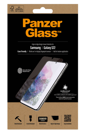 Стъклен Протектор за Samsung S22, PanzerGlass Fingerprint, Прозрачен
