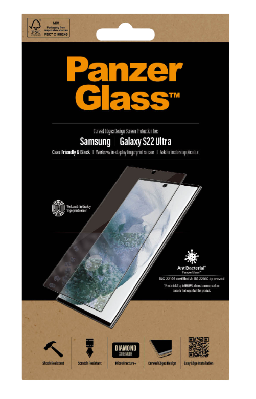 Стъклен Протектор за Samsung S22 Ultra, PanzerGlass Fingerprint 3D, Прозрачен (5)