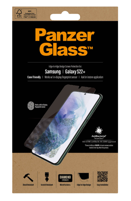 Стъклен Протектор за Samsung S22 Plus, PanzerGlass Fingerprint, Прозрачен