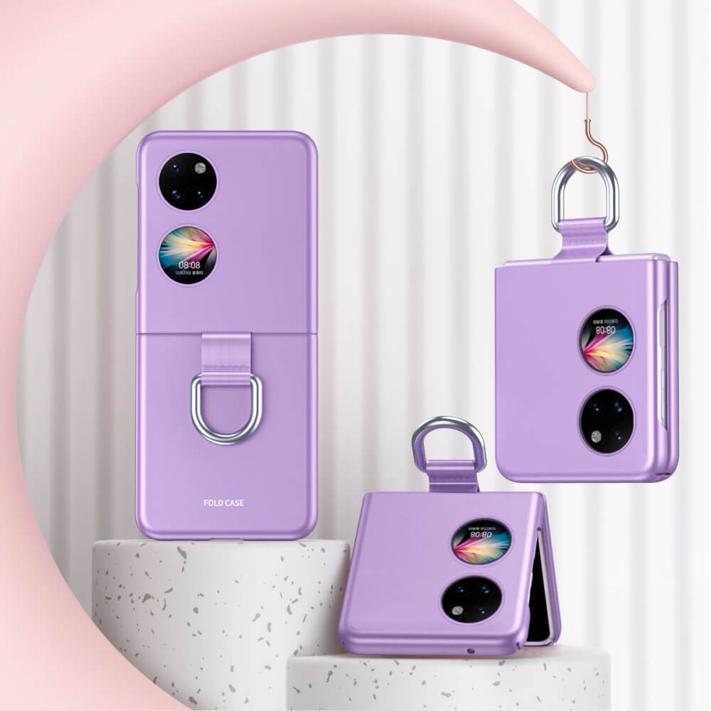 Матов Калъф с Пръстен за Huawei P50 Pocket, GKK Ring Case, Лилав (7)