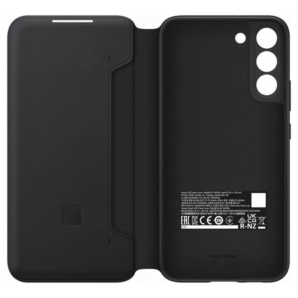 Оригинален Активен Калъф за Samsung S22, Led View Cover Book Case EF-NS901PBE, Черен (5)