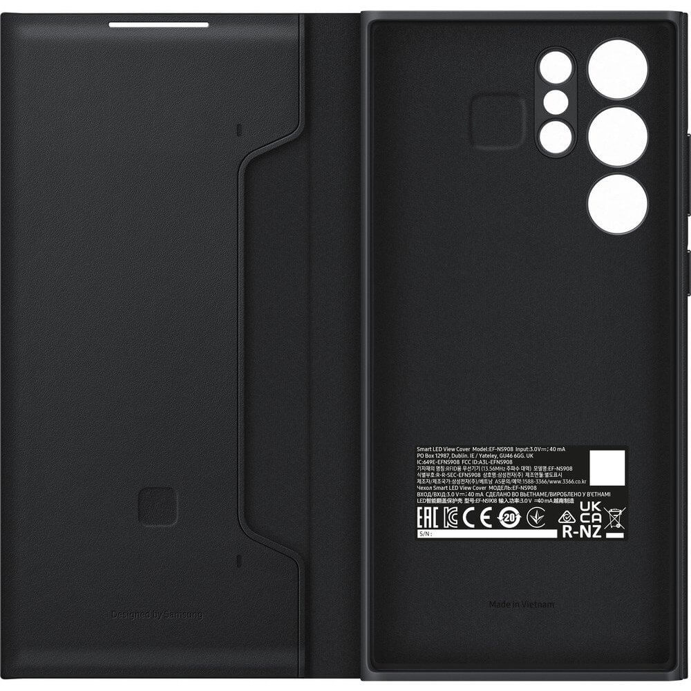 Оригинален Активен Калъф за Samsung S22 Ultra, Led View Cover Book Case EF-NS908PBE, Черен (5)