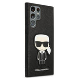 Луксозен Калъф за Samsung S22 Ultra, Karl Lagerfeld Saffiano Ikonik TPU Case, Черен (4)