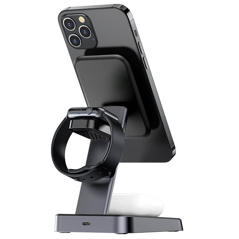 Безжична Станция MagSafe 3в1 за iPhone, Acefast Wireless Charge 15W, Черен (5)
