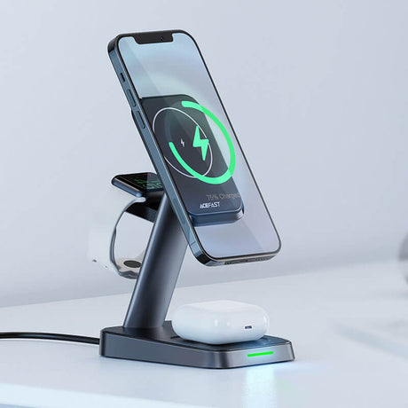 Безжична Станция MagSafe 3в1 за iPhone, Acefast Wireless Charge 15W, Черен (6)