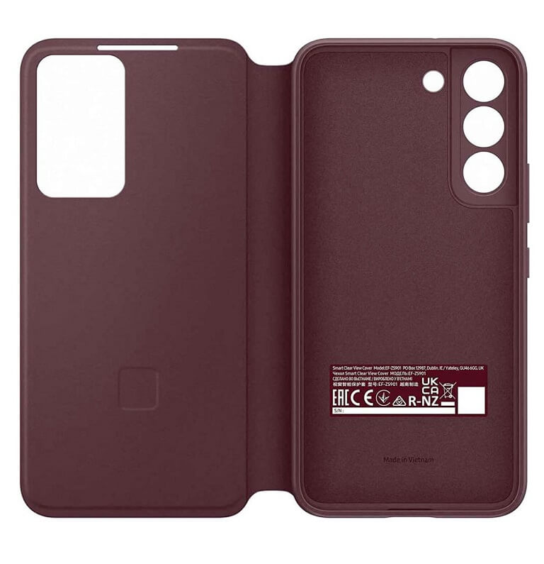 Оригинален Активен Калъф за Samsung S22 Clear View Cover Book Case EF-ZS901CEE, Бордо (2)