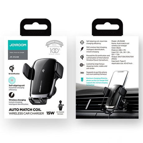 Стойка за Кола с Безжично Зареждане, Joyroom AirVent Holder 15w, Черен (8)