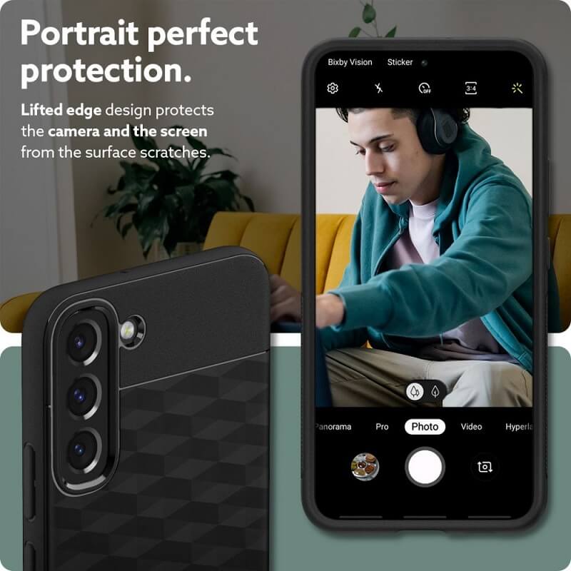 Противоударен Калъф за Samsung S22 Plus, Spigen Caseology Parallax, Черен (6)