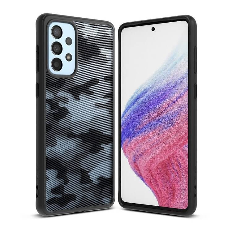 Противоударен Калъф за Samsung A53, Ringke Fusion Matte Camo, Черен