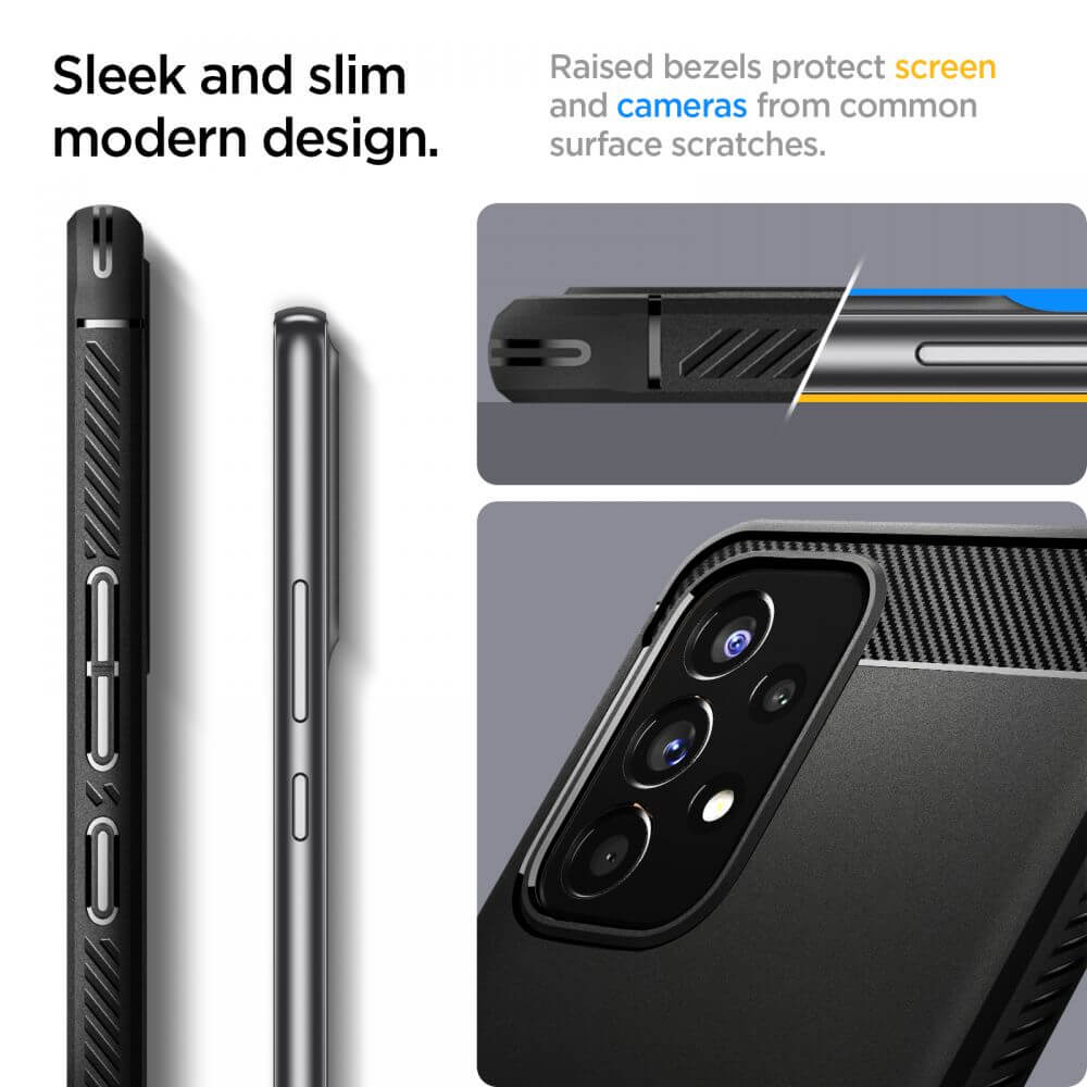 Противоударен Калъф за Samsung A53, Spigen Rugged Armor Case, Черен (6)