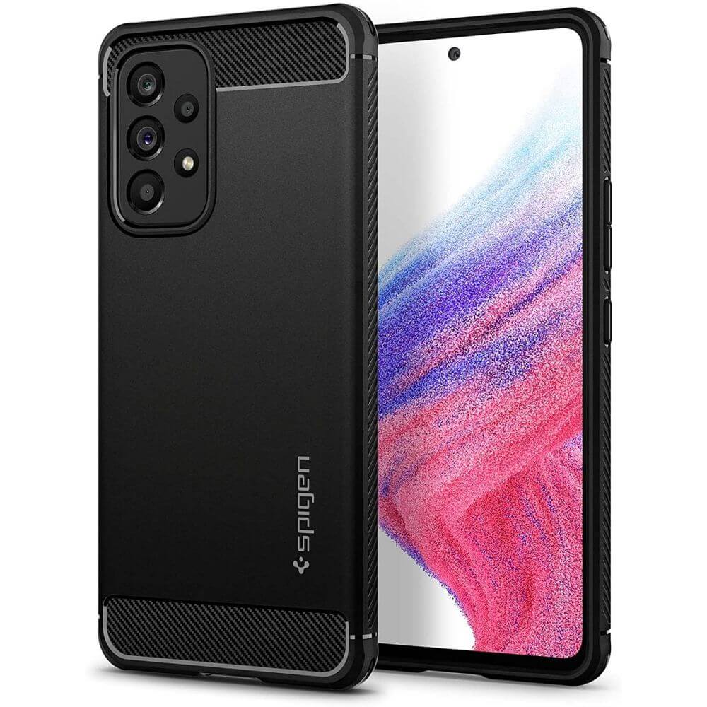 Противоударен Калъф за Samsung A53, Spigen Rugged Armor Case, Черен