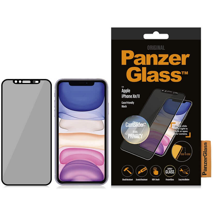 Privacy Протектор с Selfie Плъзгач за iPhone 11 Pro/ XS/ X, PanzerGlass Camslider, Черен (2)