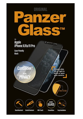 Privacy Протектор с Selfie Плъзгач за iPhone 11 Pro/ XS/ X, PanzerGlass Camslider, Черен