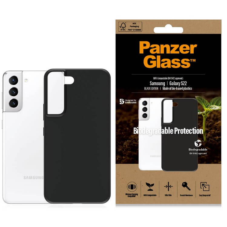 Био Калъф за Samsung S22, Panzer Biodegradable Case, Черен (5)