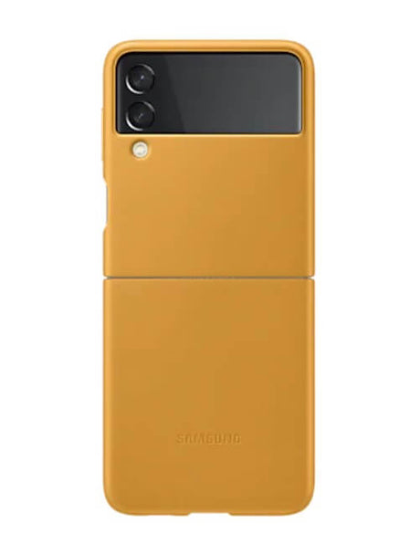 Оригинален Кожен Калъф за Samsung Z Flip 3, Leather Case EF-VF711LYE, Кафяв