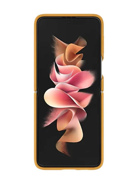 Оригинален Кожен Калъф за Samsung Z Flip 3, Leather Case EF-VF711LYE, Кафяв (3)