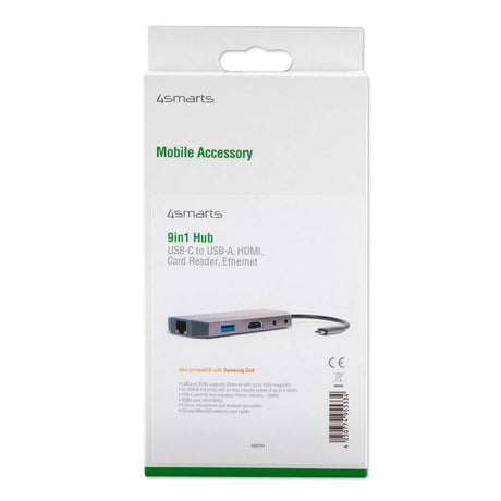 USB-C Хъб за Лаптопи, 4Smarts 9in1 HDMI-Ethernet-USB 3.0-Card Slot, Сив (3)