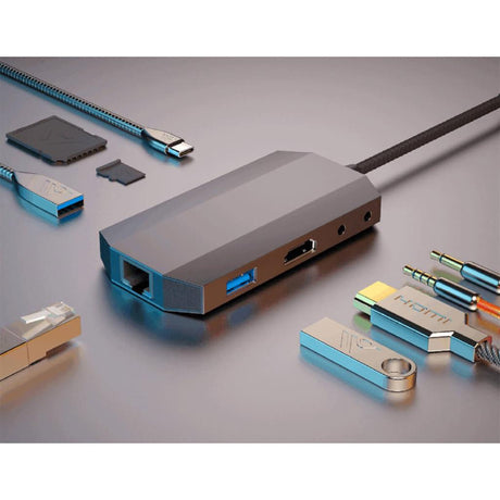 USB-C Хъб за Лаптопи, 4Smarts 9in1 HDMI-Ethernet-USB 3.0-Card Slot, Сив (2)