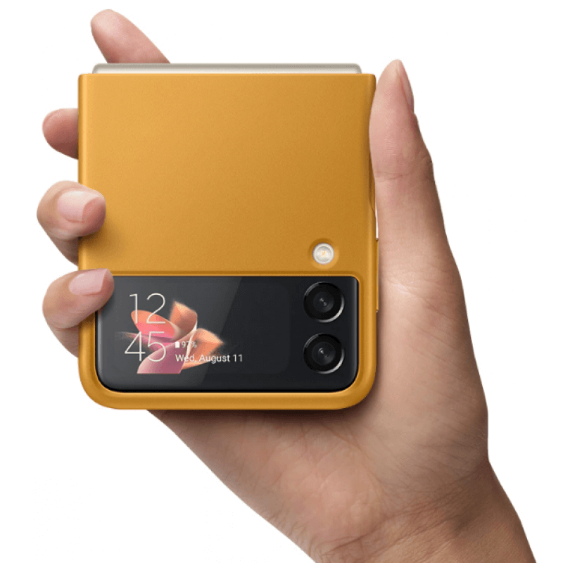 Оригинален Кожен Калъф за Samsung Z Flip 3, Leather Case EF-VF711LYE, Кафяв (2)