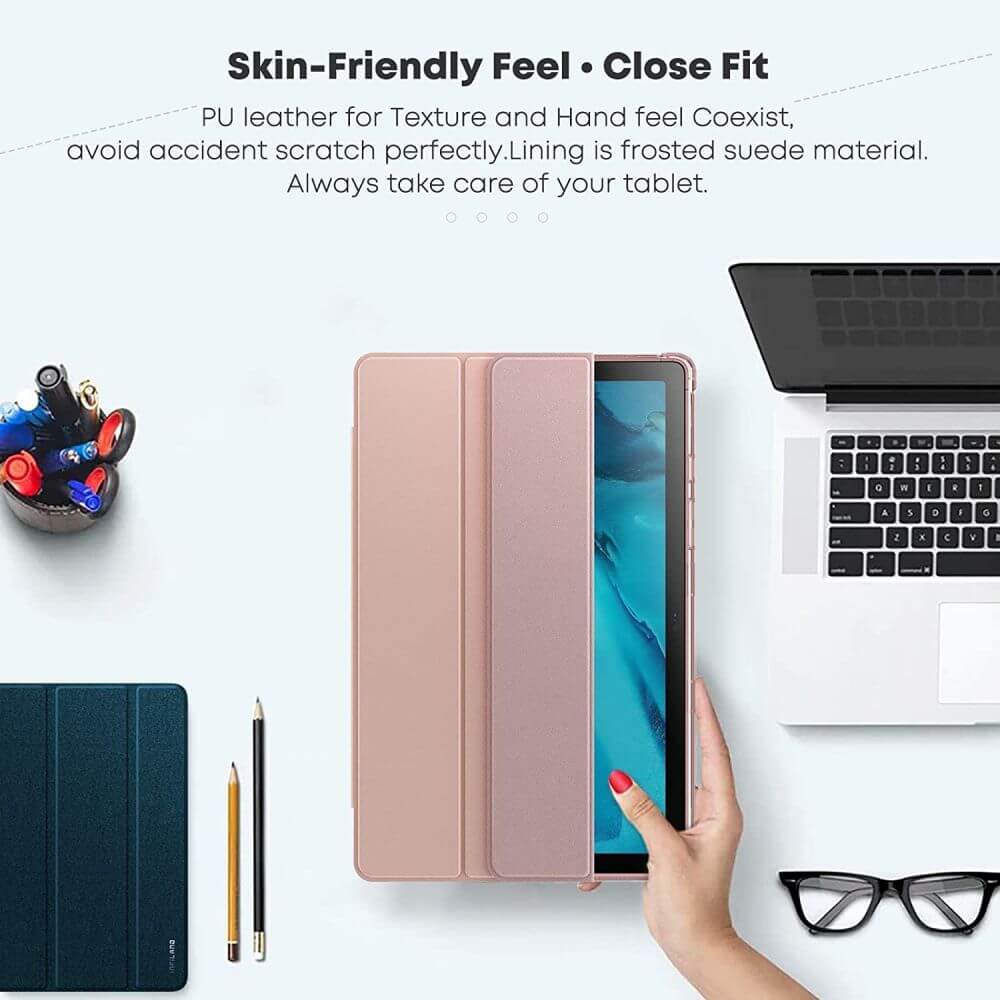 Кожен Калъф за Samsung Tab A7 10.4", Infiland Smart Case, Розов (3)