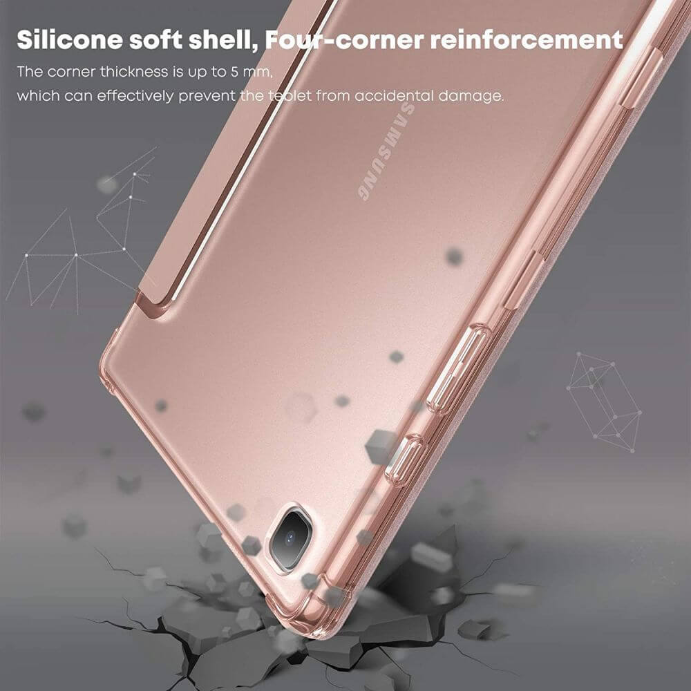 Кожен Калъф за Samsung Tab A7 10.4", Infiland Smart Case, Розов (5)