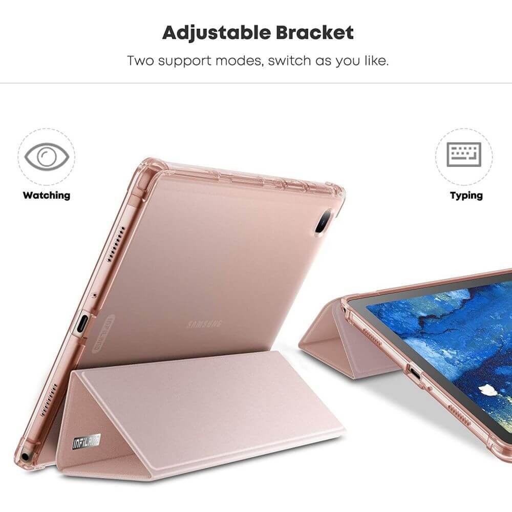 Кожен Калъф за Samsung Tab A7 10.4", Infiland Smart Case, Розов (4)