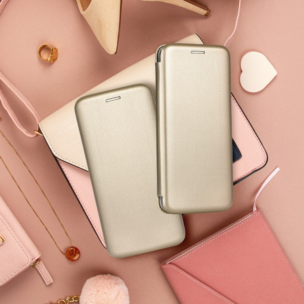 Кожен Калъф за Samsung S22, Forcell Elegance Book Case, Златист (8)