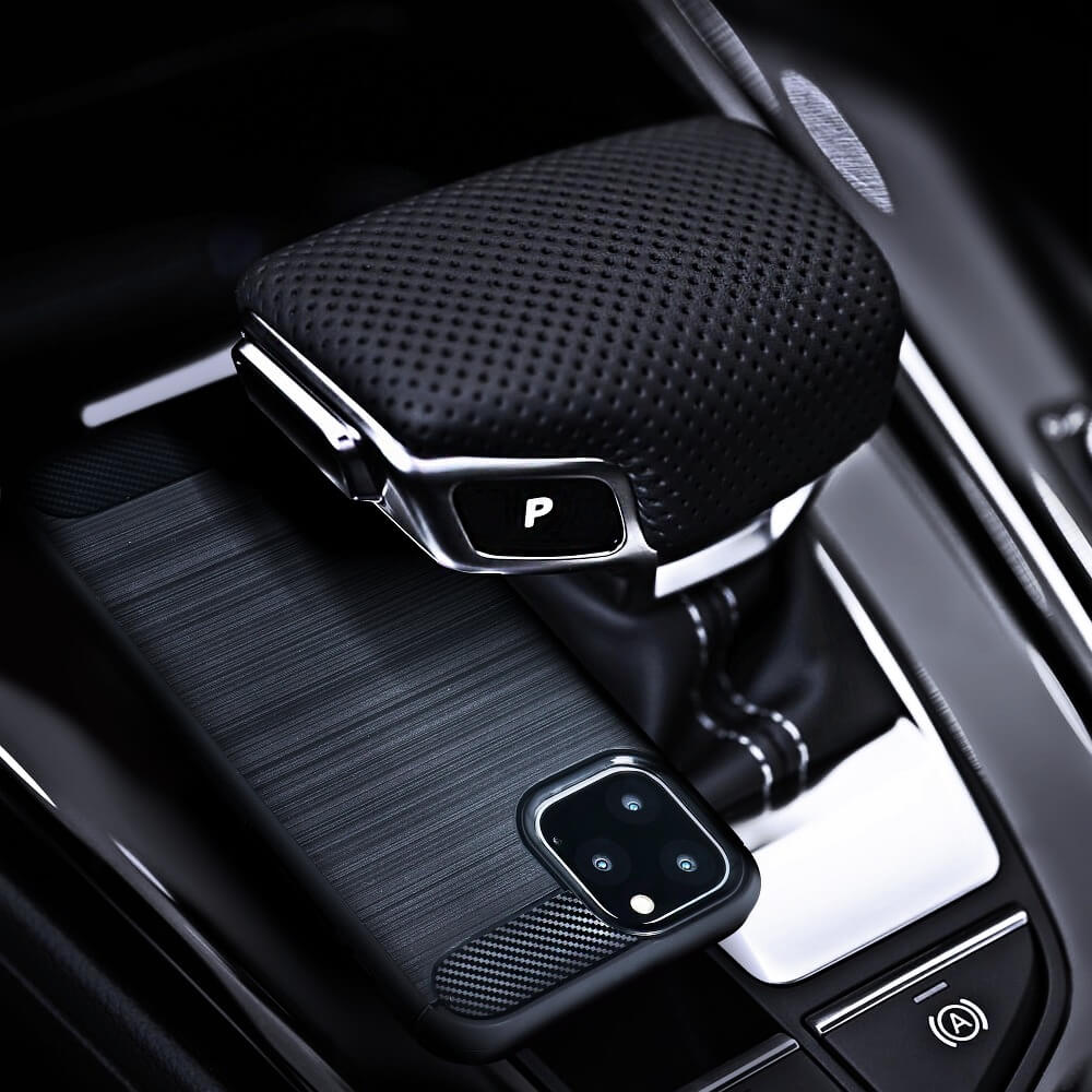 Противоударен Силиконов Калъф за Samsung S21 FE, Forcell Carbon Case, Черен (3)